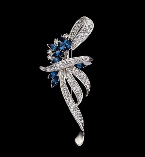 2PC New Xiaoxiangfeng Diamond Studded Leaf Brooch - Image 4