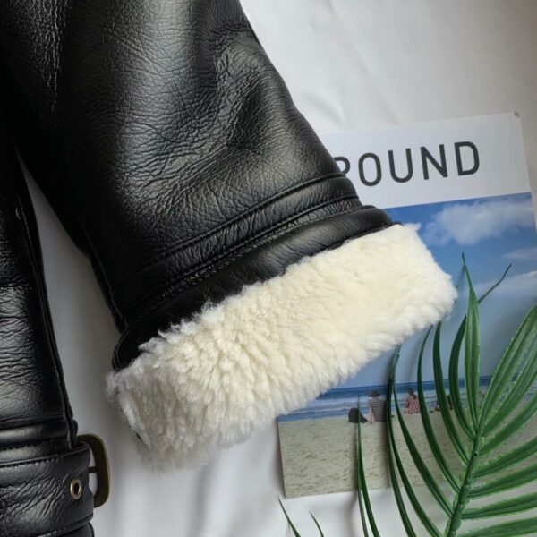 Motorcycle style lapel fur coat - Image 4