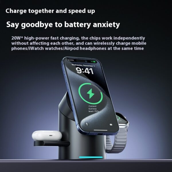 Three-in-one Magnetic Wireless Charger Phone Fast Charge Bracket - Image 4