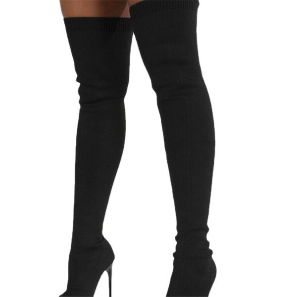 Women's High-heel Knit Over-the-knee Boots - Image 3