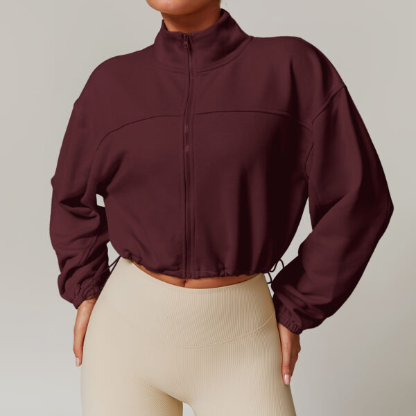 Fall And Winter Outer Wear Warm Loose Sports And Leisure Stand Collar Cardigan Running Fitness Sweater Coat - Image 5