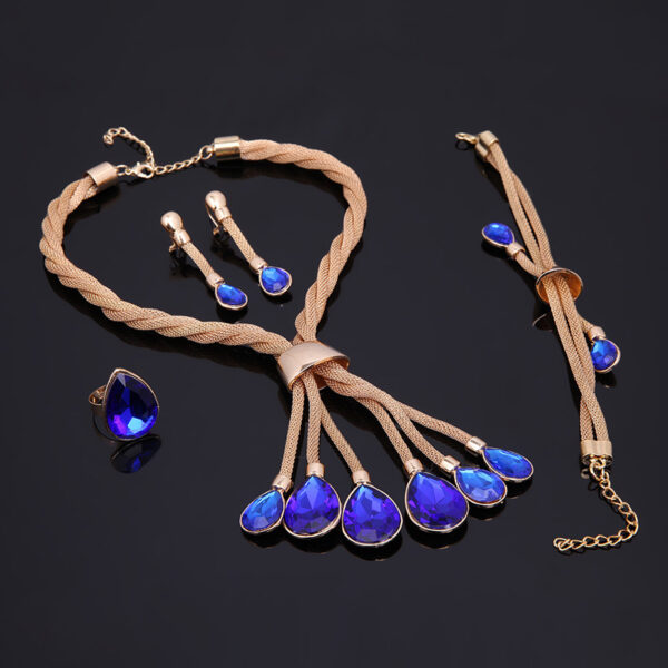 Necklac Earrings Jewellery Set Four-piece Gilded - Image 4