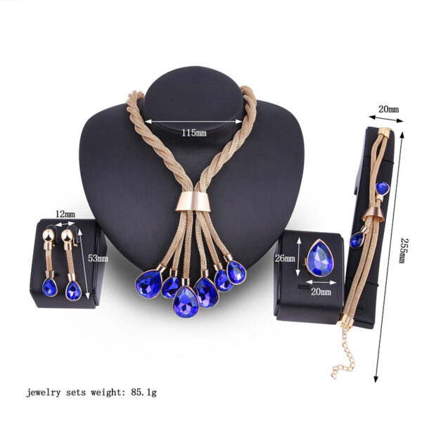 Necklac Earrings Jewellery Set Four-piece Gilded - Image 5