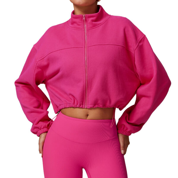 Fall And Winter Outer Wear Warm Loose Sports And Leisure Stand Collar Cardigan Running Fitness Sweater Coat - Image 3