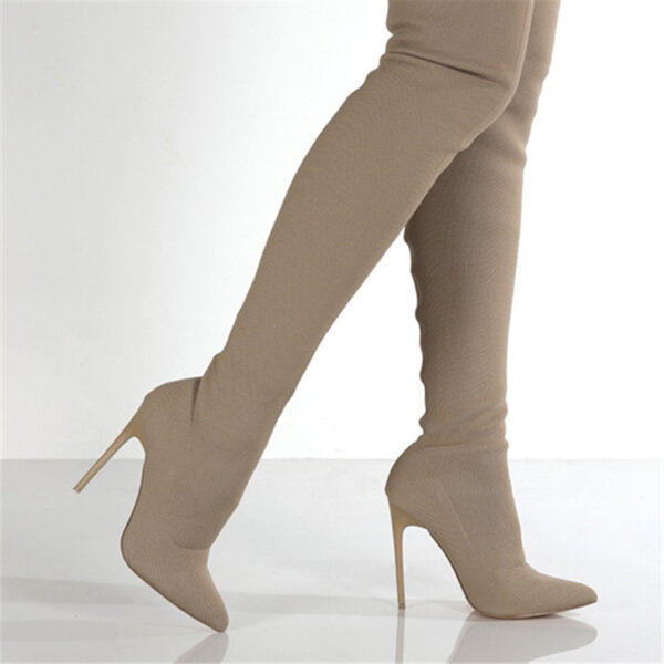 Women's High-heel Knit Over-the-knee Boots - Image 5