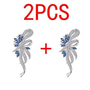 2PC New Xiaoxiangfeng Diamond Studded Leaf Brooch
