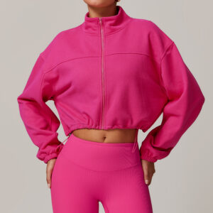 Fall And Winter Outer Wear Warm Loose Sports And Leisure Stand Collar Cardigan Running Fitness Sweater Coat