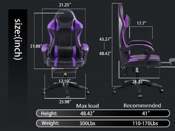 Ergonomic Gaming Chair For Adults, Adjustable Lumbar Backrest Office Chair - Image 6