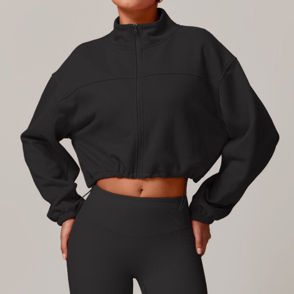 Fall And Winter Outer Wear Warm Loose Sports And Leisure Stand Collar Cardigan Running Fitness Sweater Coat - Image 2