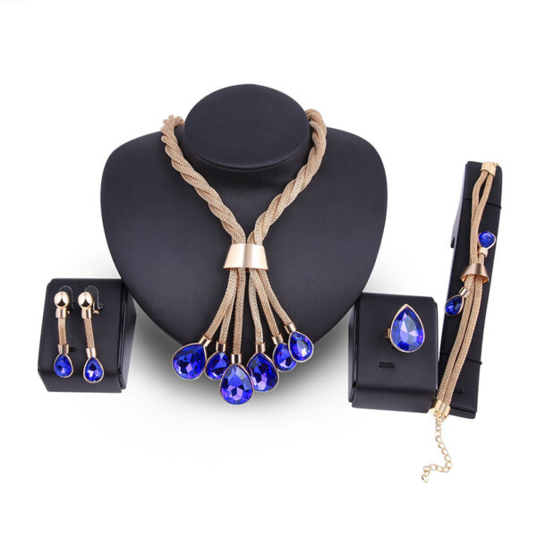 Necklac Earrings Jewellery Set Four-piece Gilded - Image 2