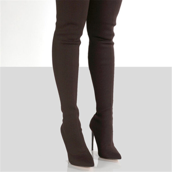 Women's High-heel Knit Over-the-knee Boots - Image 2