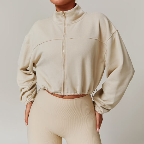 Fall And Winter Outer Wear Warm Loose Sports And Leisure Stand Collar Cardigan Running Fitness Sweater Coat - Image 4