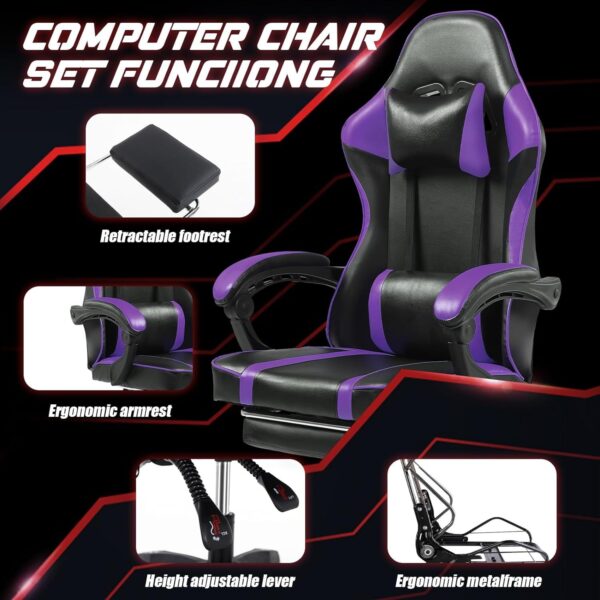 Ergonomic Gaming Chair For Adults, Adjustable Lumbar Backrest Office Chair - Image 10