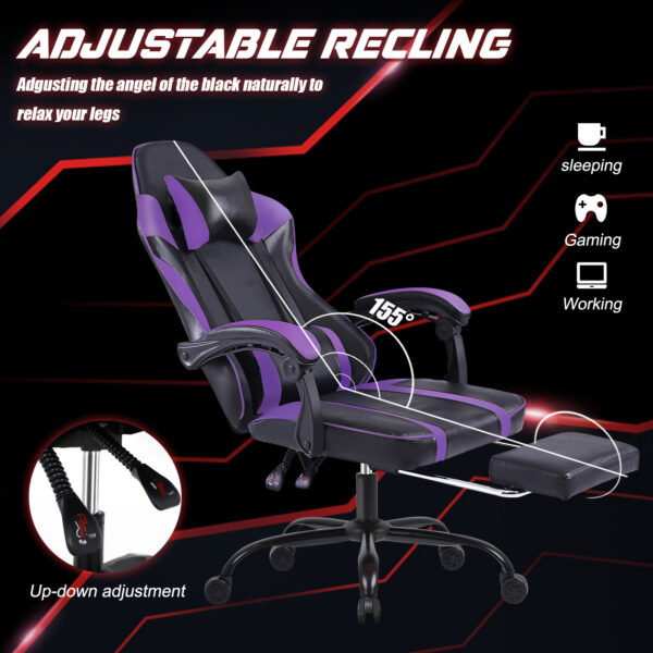 Ergonomic Gaming Chair For Adults, Adjustable Lumbar Backrest Office Chair - Image 2