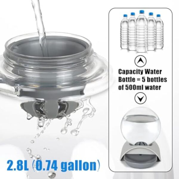 Pet Water Dispenser 2.8L Automatic Gravity Cat Water Dispenser For Cats  Dogs & Rabbit  Detachable Cat Dog Water Dish Feeder With Spherical Waterer Bubble - Image 4
