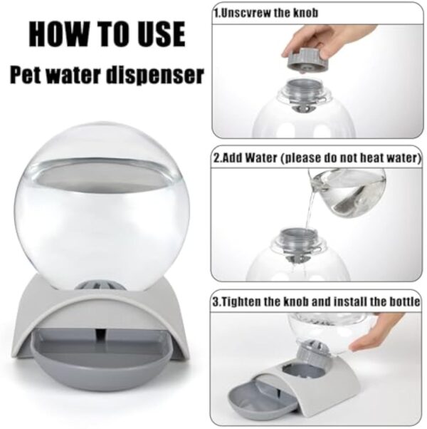 Pet Water Dispenser 2.8L Automatic Gravity Cat Water Dispenser For Cats  Dogs & Rabbit  Detachable Cat Dog Water Dish Feeder With Spherical Waterer Bubble - Image 7
