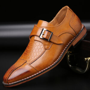 Spring Low-heel Belt Buckle Business Single Shoes Men