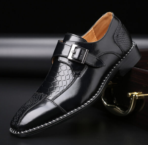 Spring Low-heel Belt Buckle Business Single Shoes Men - Image 2