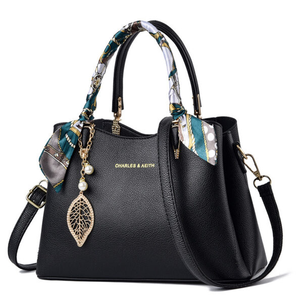 Women's Shoulder Bag With Leaf Pendant Fashion Silk Scarf Handbag - Image 5