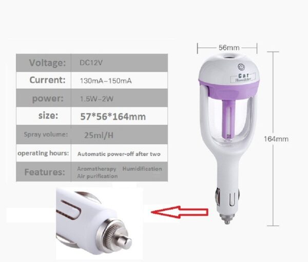 Mini 12V Car Steam Humidifier Air Purifier Aroma Diffuser Essential Oil Diffuser Car Humidifier - Image 9