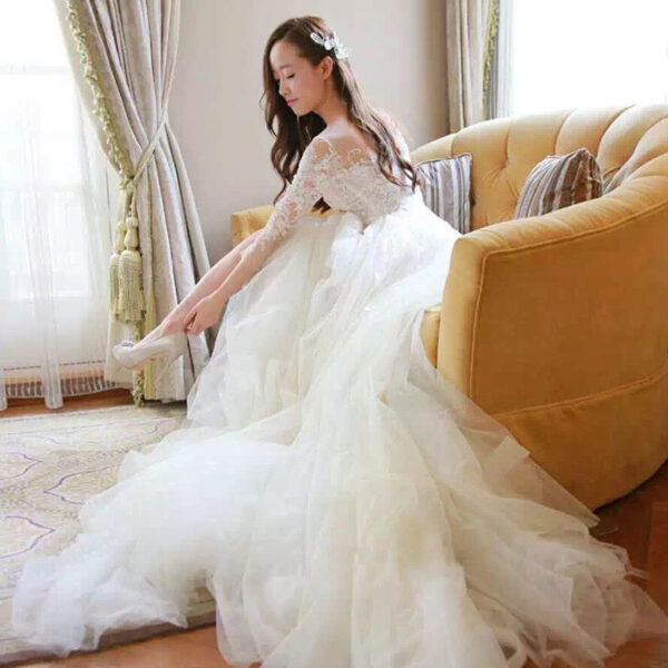 Wedding Dress Bride Lace Sleeves Dress - Image 3