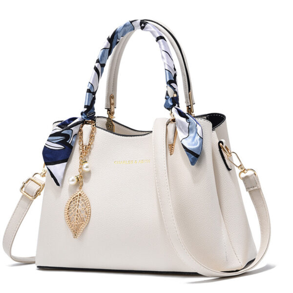 Women's Shoulder Bag With Leaf Pendant Fashion Silk Scarf Handbag - Image 4