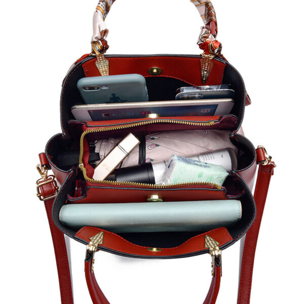 Women's Shoulder Bag With Leaf Pendant Fashion Silk Scarf Handbag - Image 7