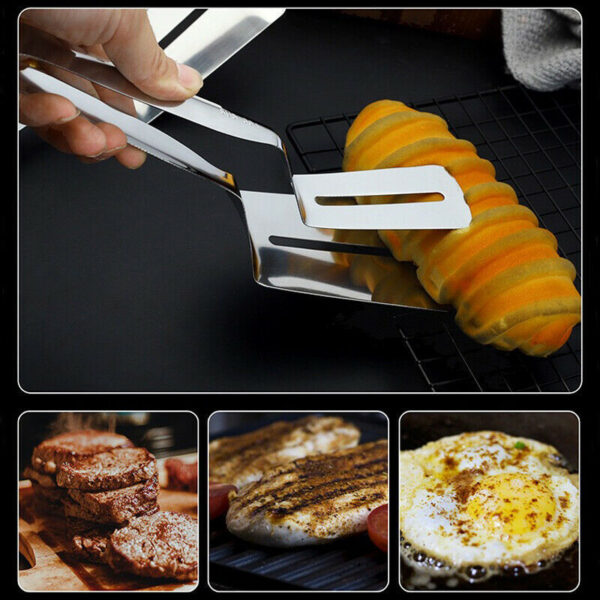 Stainless Steel Steak Clamp Food Bread Meat BBQ Clip Tongs Kitchen Cooking Tool - Image 3