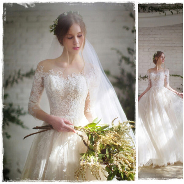 Wedding Dress Bride Lace Sleeves Dress - Image 4