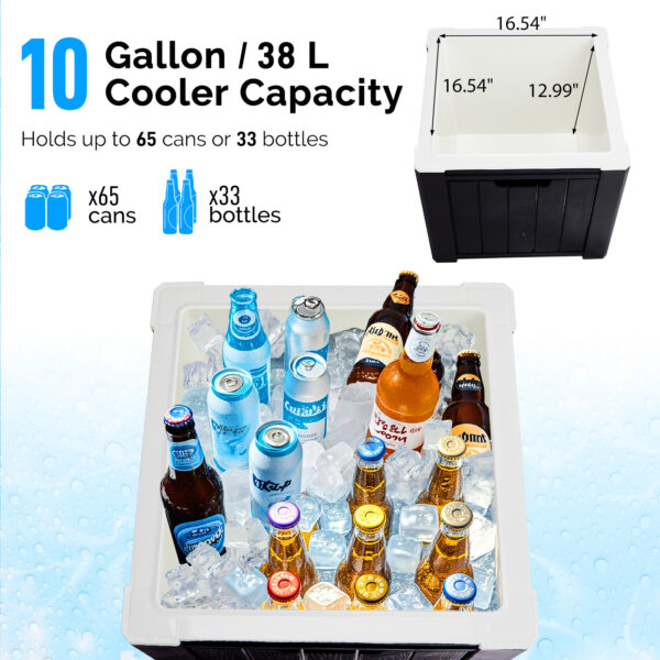 10 Gallon Cooler Side Table, Multi-purpose Ice Cooler Outdoor Cocktail Side Table For Camping, Picnic, Beach, Pool, Party - Image 5