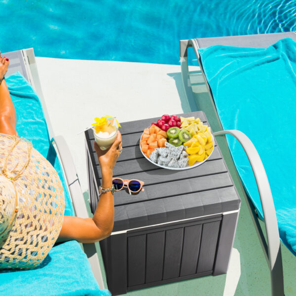 10 Gallon Cooler Side Table, Multi-purpose Ice Cooler Outdoor Cocktail Side Table For Camping, Picnic, Beach, Pool, Party - Image 8
