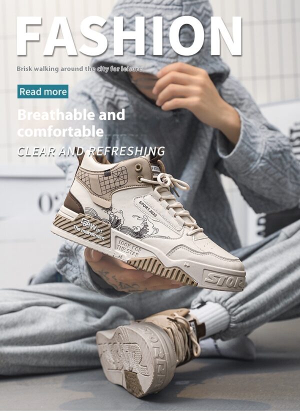 Men's Shoes Increased Easy Wear Borad Shoe Summer Casual Sports High-top Trendy Shoes - Image 7
