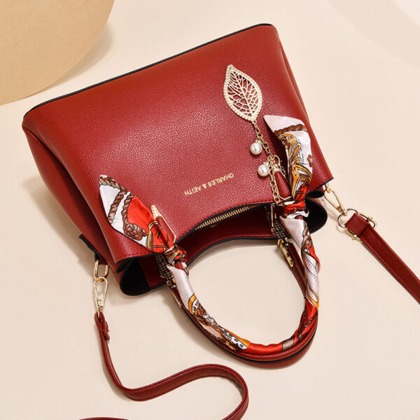 Women's Shoulder Bag With Leaf Pendant Fashion Silk Scarf Handbag - Image 6
